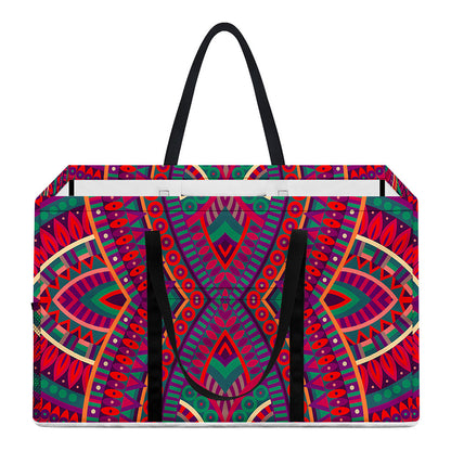 Red Tribal Ethnic Mandala Print Utility Tote Bag