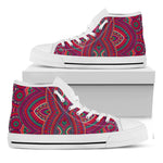 Red Tribal Ethnic Mandala Print White High Top Sneakers