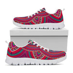 Red Tribal Ethnic Mandala Print White Running Shoes