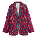 Red Tribal Ethnic Mandala Print Women's Cotton Blazer