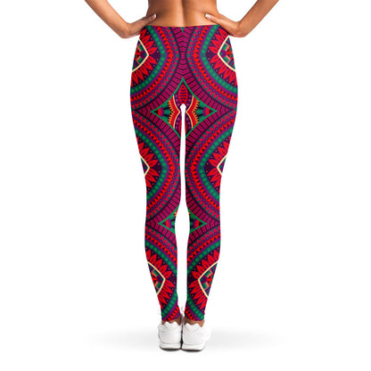 Red Tribal Ethnic Mandala Print Women's Leggings