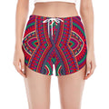 Red Tribal Ethnic Mandala Print Women's Split Running Shorts