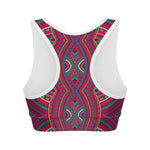 Red Tribal Ethnic Mandala Print Women's Sports Bra