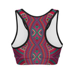 Red Tribal Ethnic Mandala Print Women's Sports Bra