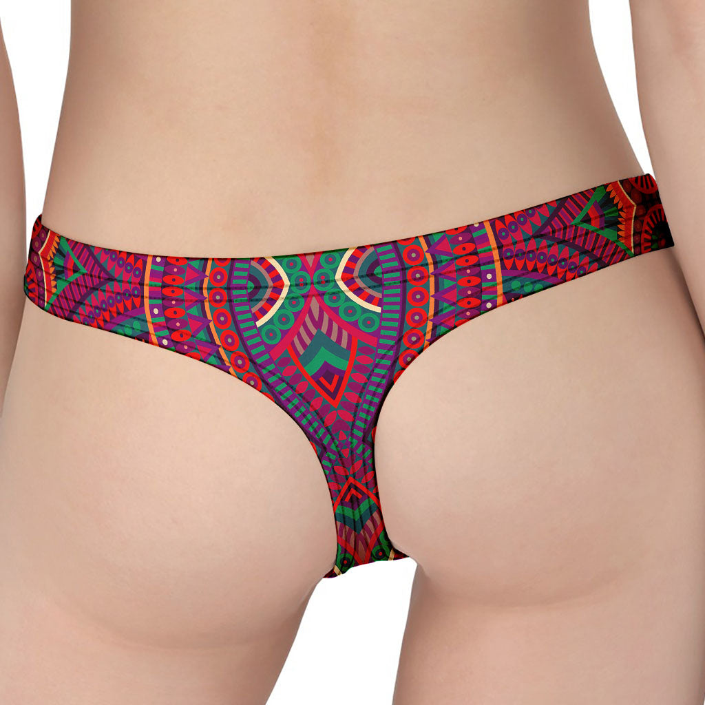 Red Tribal Ethnic Mandala Print Women's Thong