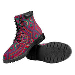 Red Tribal Ethnic Mandala Print Work Boots