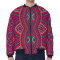 Red Tribal Ethnic Mandala Print Zip Sleeve Bomber Jacket