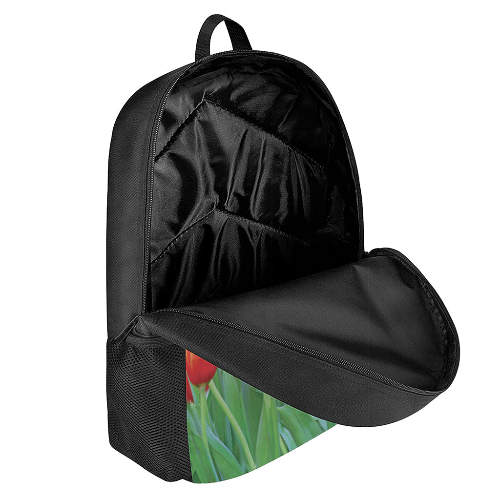Red Tulip Print 17 Inch Backpack