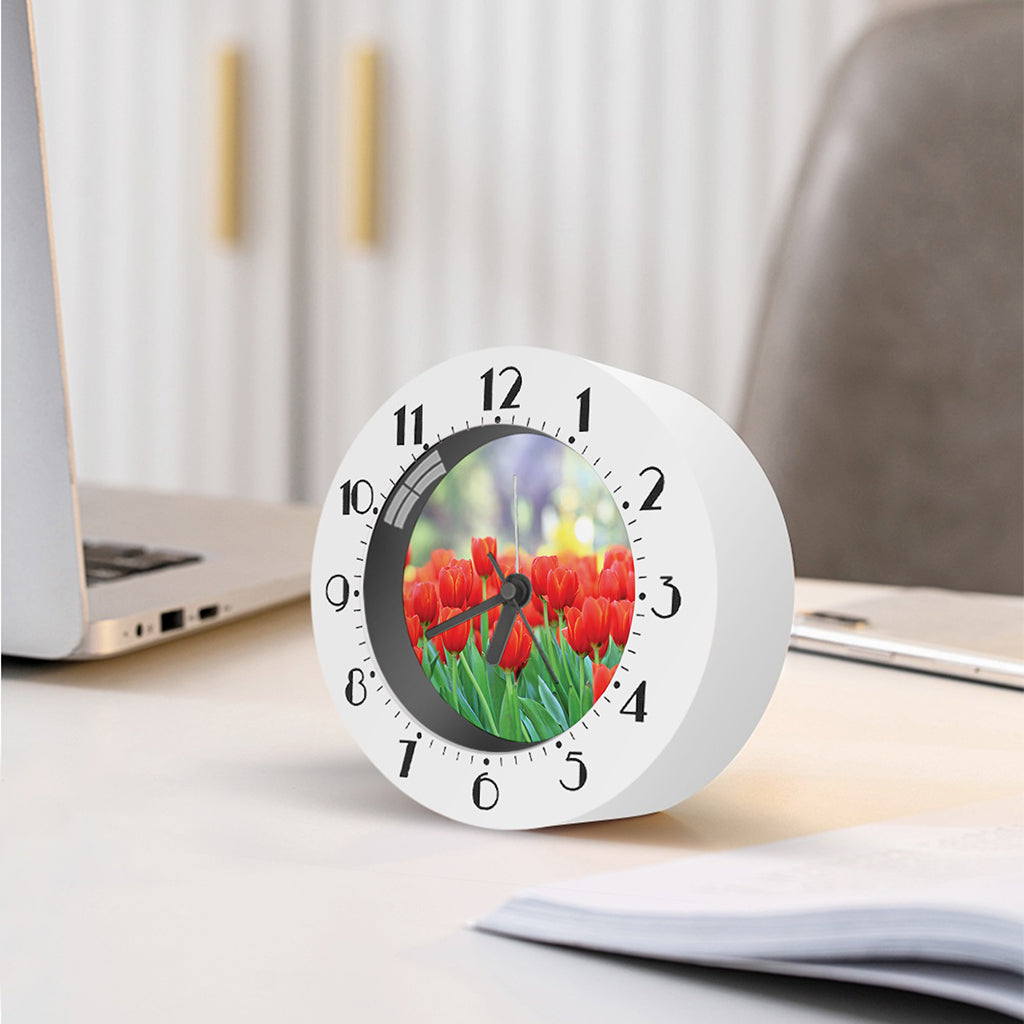 Red Tulip Print Alarm Clock