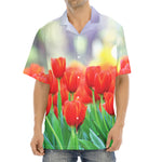 Red Tulip Print Aloha Shirt