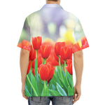 Red Tulip Print Aloha Shirt
