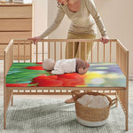 Red Tulip Print Baby Crib Sheet