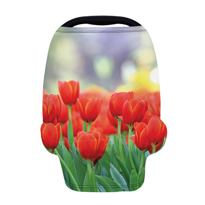 Red Tulip Print Baby Seat Cover