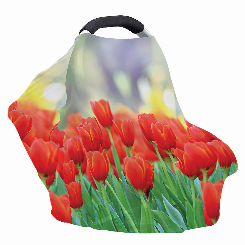 Red Tulip Print Baby Seat Cover