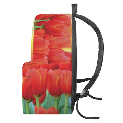 Red Tulip Print Backpack