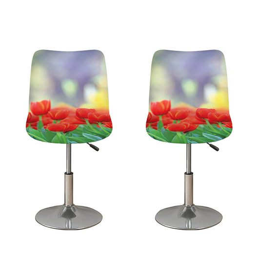 Red Tulip Print Bar Stool Covers