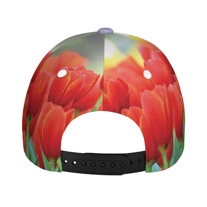 Red Tulip Print Baseball Cap