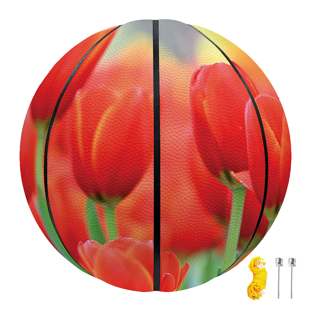 Red Tulip Print Basketball