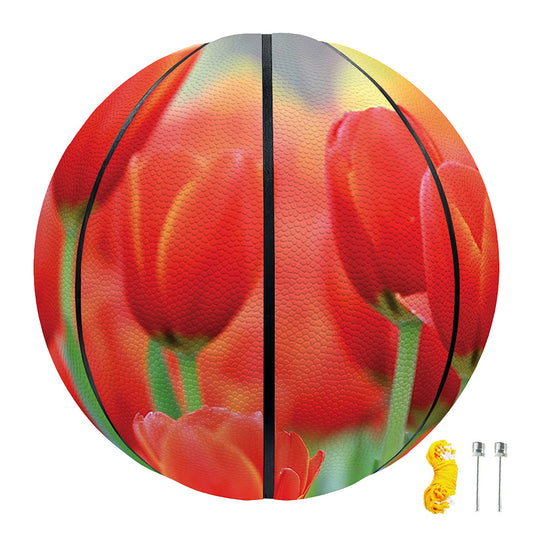 Red Tulip Print Basketball