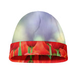 Red Tulip Print Beanie