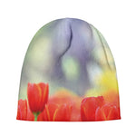 Red Tulip Print Beanie