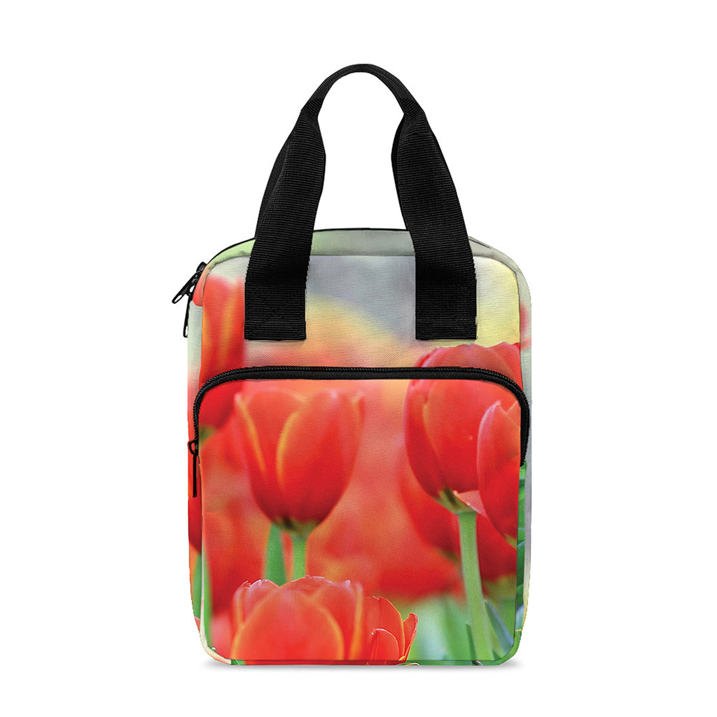 Red Tulip Print Bible Tote Bag