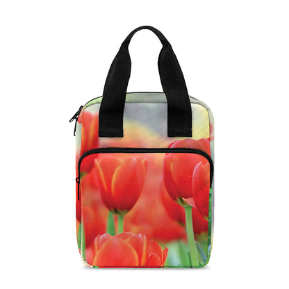Red Tulip Print Bible Tote Bag