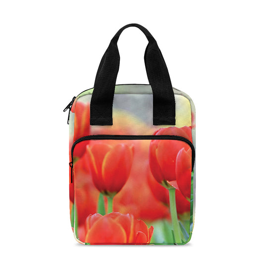 Red Tulip Print Bible Tote Bag
