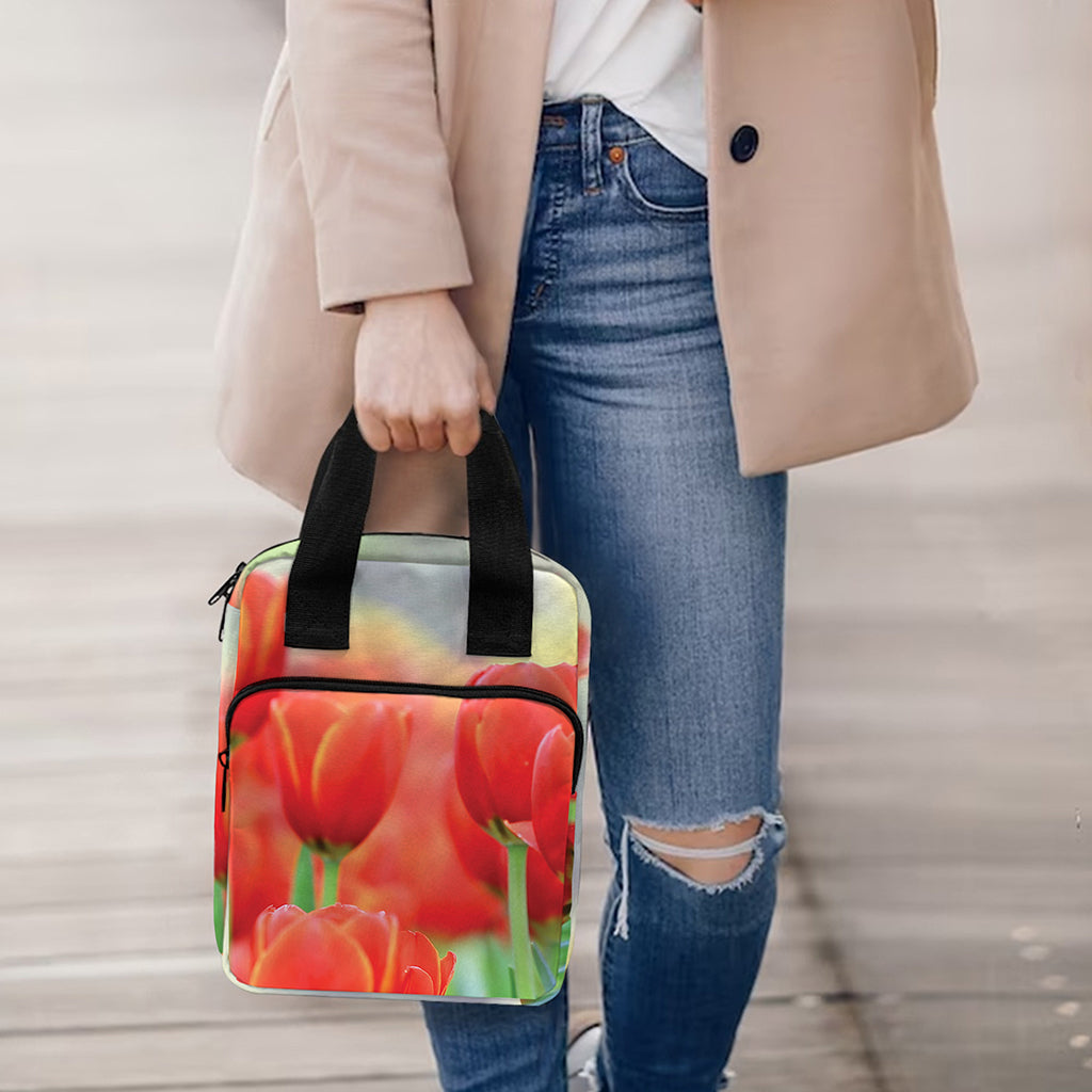 Red Tulip Print Bible Tote Bag