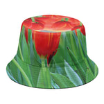 Red Tulip Print Bucket Hat