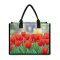 Red Tulip Print Canvas Tote Bag