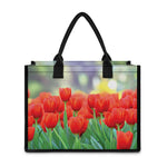 Red Tulip Print Canvas Tote Bag