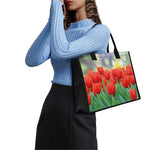 Red Tulip Print Canvas Tote Bag