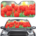 Red Tulip Print Car Windshield Sun Shade