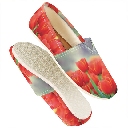 Red Tulip Print Casual Shoes