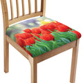 Red Tulip Print Chair Cushion Cover