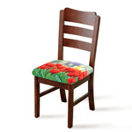 Red Tulip Print Chair Cushion Cover