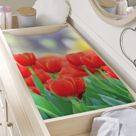 Red Tulip Print Changing Pad Cover