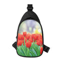 Red Tulip Print Sling Bag