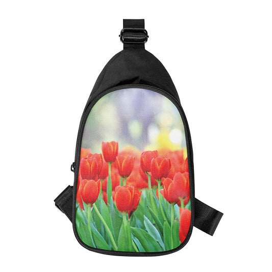 Red Tulip Print Chest Bag