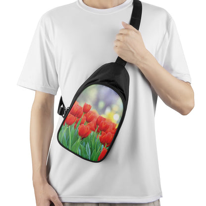 Red Tulip Print Chest Bag