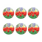 Red Tulip Print Coaster Set