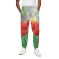 Red Tulip Print Cotton Sweatpants