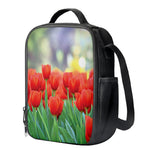 Red Tulip Print Crossbody Lunch Bag