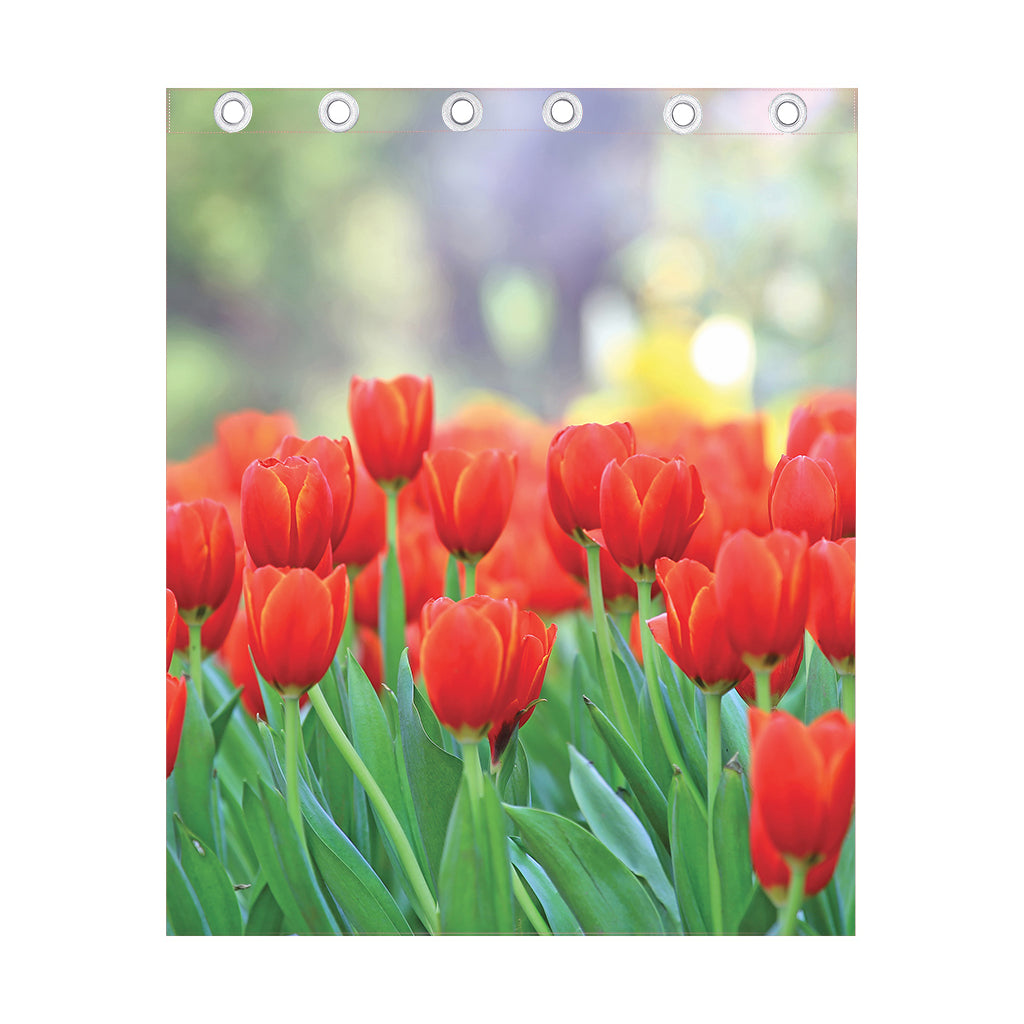 Red Tulip Print Curtain