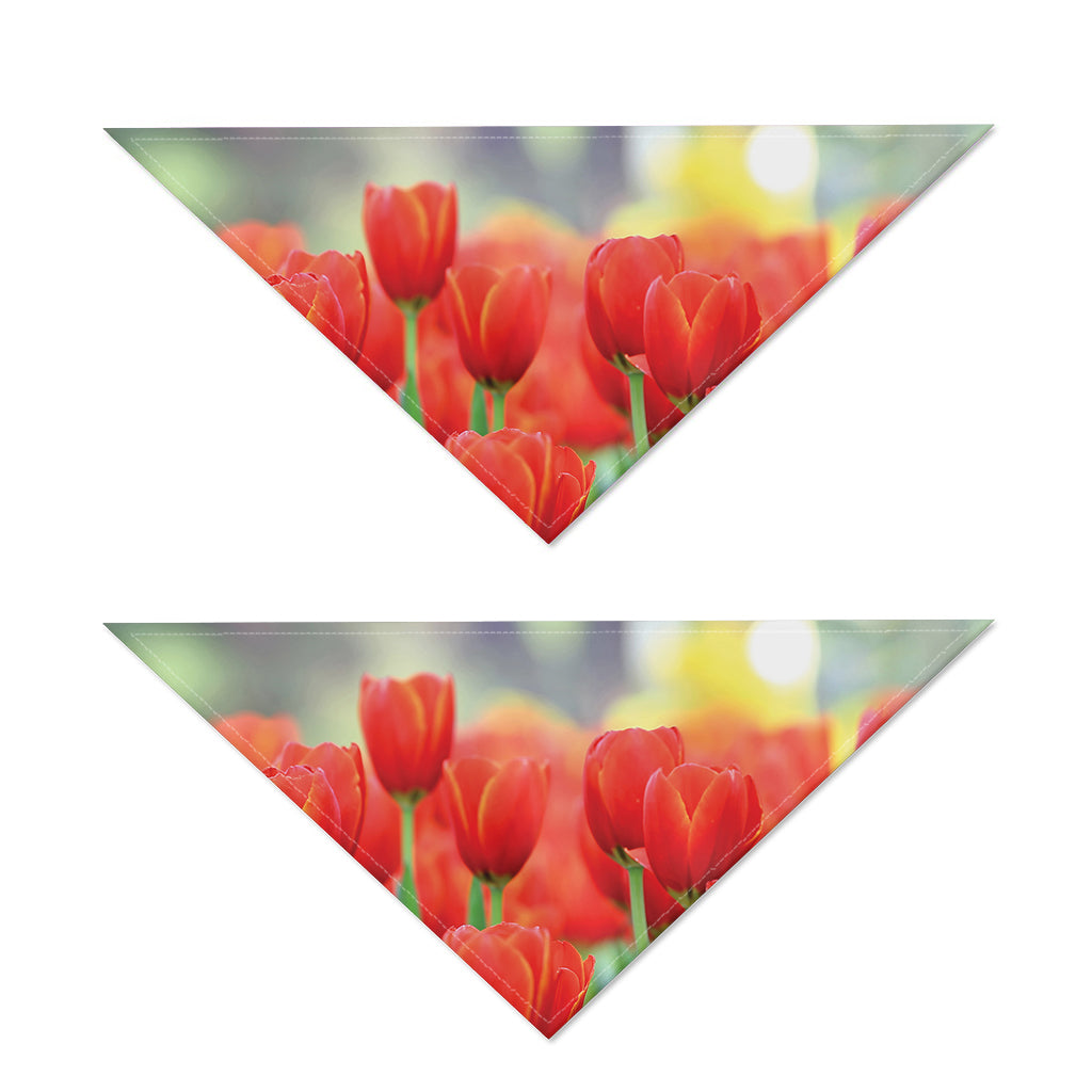 Red Tulip Print Dog Bandana