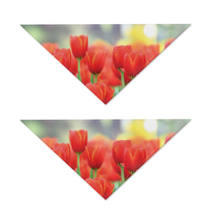 Red Tulip Print Dog Bandana
