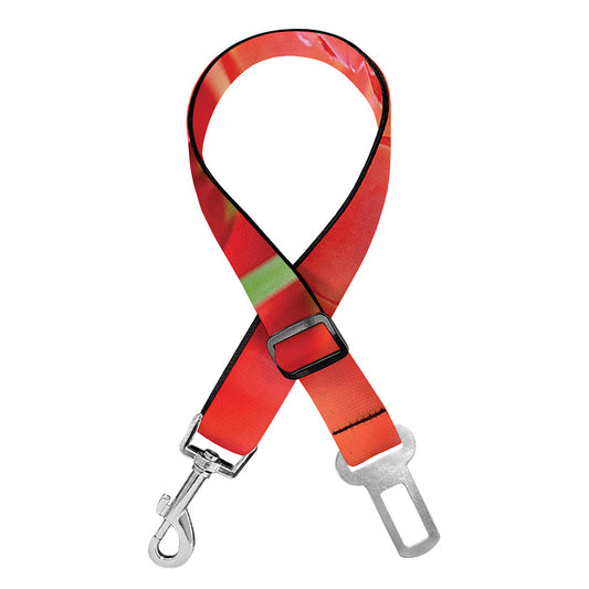 Red Tulip Print Dog Seat Belt