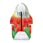 Red Tulip Print Dog Zip Up Hoodie