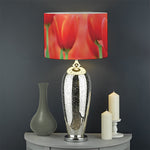 Red Tulip Print Drum Lamp Shade